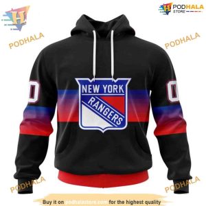 Custom Black And Gradient Design NHL New York Rangers Hoodie 3D