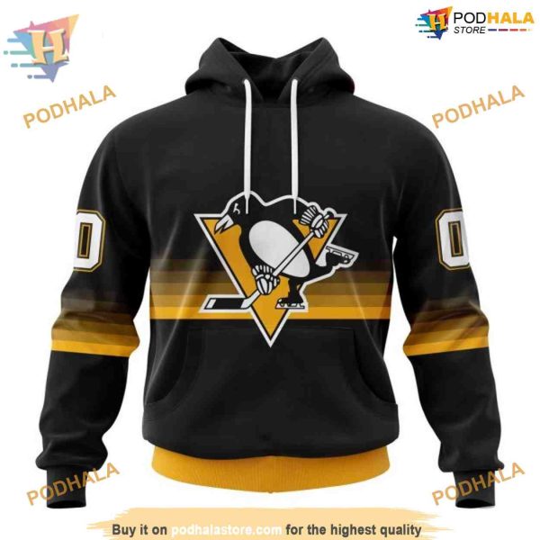 Custom Black And Gradient Design NHL Pittsburgh Penguins Hoodie 3D