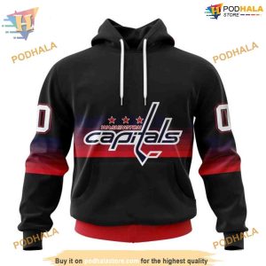 Custom Black And Gradient Design NHL Washington Capitals Hoodie 3D