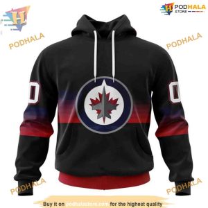 Custom Black And Gradient Design NHL Winnipeg Jets Hoodie 3D