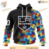 Custom Black Autism Awareness Design NHL Los Angeles Kings Hoodie 3D