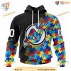 Custom Black Autism Awareness Design NHL New Jersey Devils Hoodie 3D