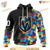 Custom Black Autism Awareness Design NHL Vegas Golden Knights Hoodie 3D