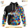 Custom Black Autism Awareness Design NHL Washington Capitals Hoodie 3D