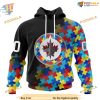 Custom Black Autism Awareness Design NHL Winnipeg Jets Hoodie 3D