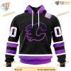 Custom Black Hockey Fights Cancer Kits NHL Calgary Flames Hoodie 3D Sweatshirt