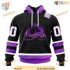 Custom Black Hockey Fights Cancer Kits NHL Colorado Avalanche Hoodie 3D