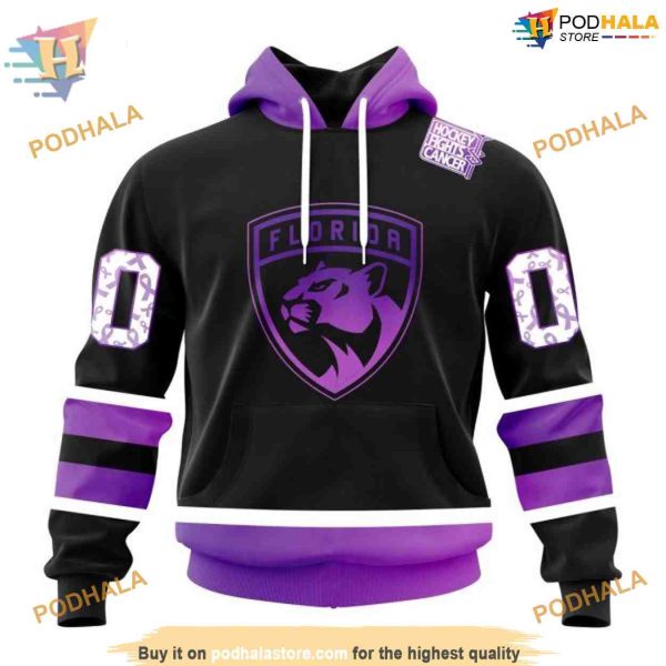 Custom Black Hockey Fights Cancer Kits NHL Florida Panthers Hoodie 3D