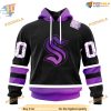 Custom Black Hockey Fights Cancer Kits NHL Seattle Kraken Hoodie 3D