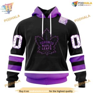 Custom Black Hockey Fights Cancer Kits NHL Toronto Maple Leafs Hoodie 3D