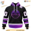 Custom Black Hockey Fights Cancer NHL Edmonton Oilers Hoodie 3D