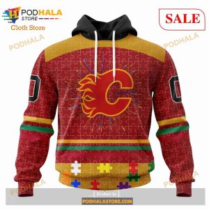 Custom Calgary Flames Fearless Aganst Autism Sweatshirt NHL Hoodie 3D