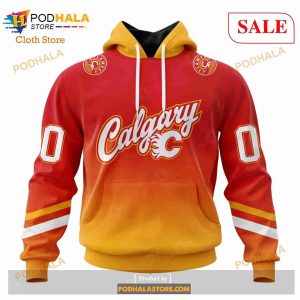 Custom Calgary Flames Special Retro Gradient Design Sweatshirt NHL Hoodie 3D