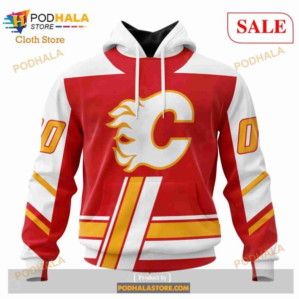 Custom Calgary Flames Unisex Retro Concepts Sweatshirt NHL Hoodie 3D