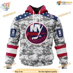 Custom Camo Design For Veterans Day NHL New York Islanders Hoodie 3D