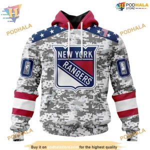 Custom Camo Design For Veterans Day NHL New York Rangers Hoodie 3D