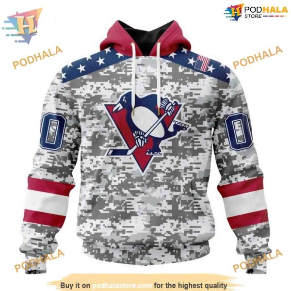 Custom Camo Design For Veterans Day NHL Pittsburgh Penguins Hoodie 3D