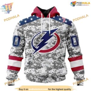 Custom Camo Design For Veterans Day NHL Tampa Bay Lightning Hoodie 3D