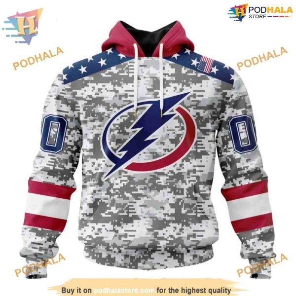 Custom Camo Design For Veterans Day NHL Tampa Bay Lightning Hoodie 3D