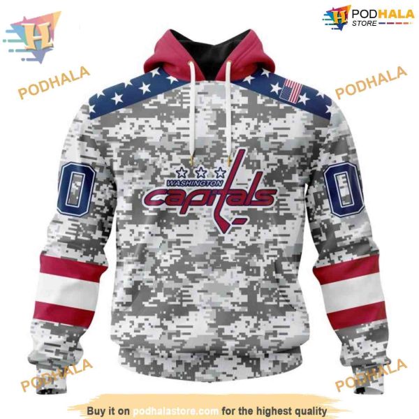 Custom Camo Design For Veterans Day NHL Washington Capitals Hoodie 3D