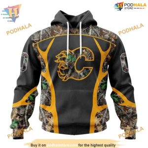 Custom Camo Hunting Design NHL Calgary Flames Hoodie 3Ds Sweatshirt