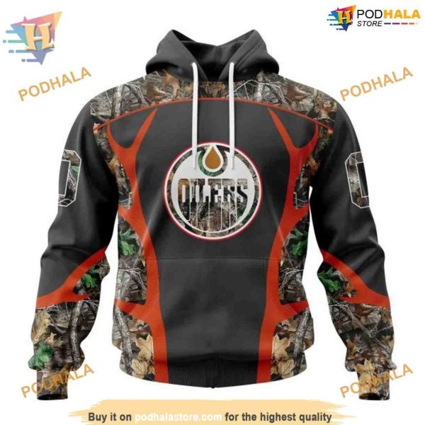 Custom Camo Hunting Design NHL Edmonton Oilers Hoodie 3Ds