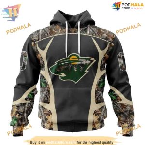 Custom Camo Hunting Design NHL Minnesota Wild Hoodie 3D