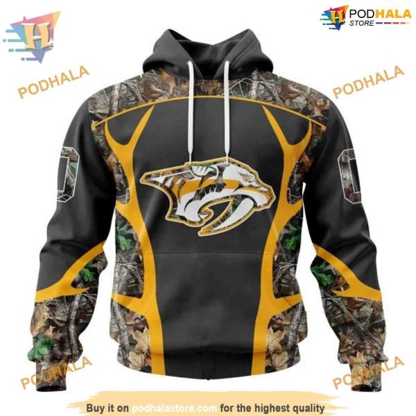 Custom Camo Hunting Design NHL Nashville Predators Hoodie 3D