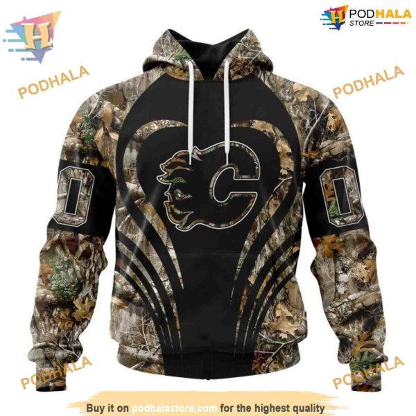 Custom Camo Hunting NHL Calgary Flames Hoodie 3D Sweatshirt