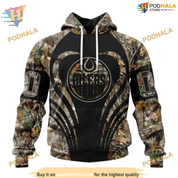 Custom Camo Hunting NHL Edmonton Oilers Hoodie 3D