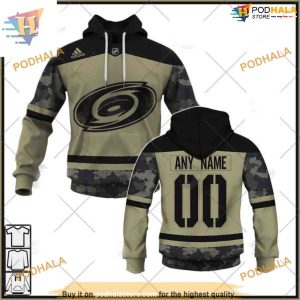 Custom Camo Military Appreciation Team Authentic Jersey NHL Carolina Hurricanes Hoodie 3D