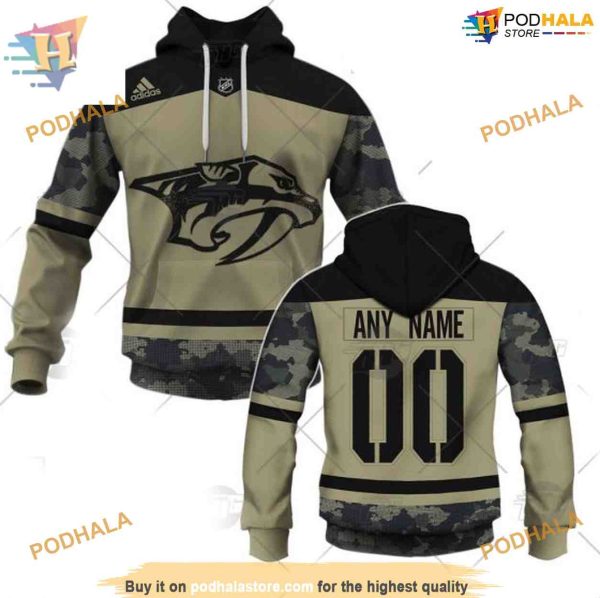 Custom Camo Military Jersey NHL Nashville Predators Hoodie 3D