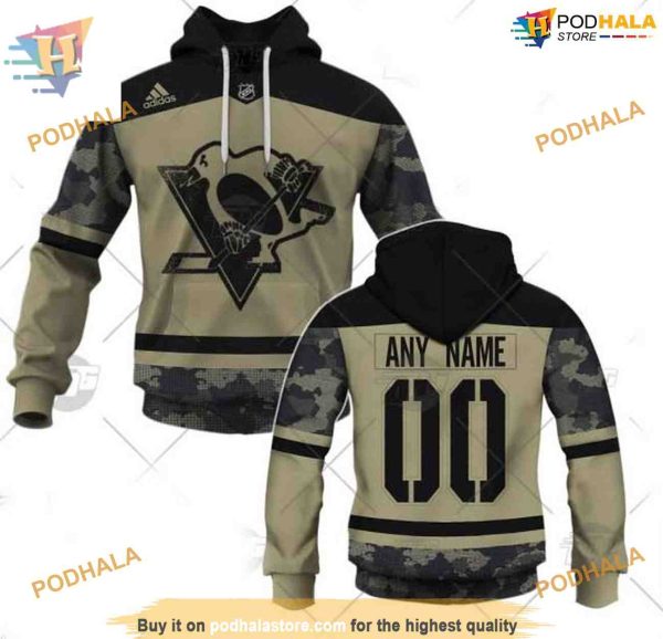 Custom Camo Military Jersey NHL Pittsburgh Penguins Hoodie 3D