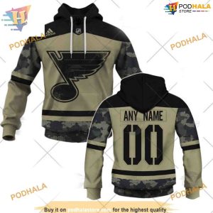 Custom Camo Military Jersey NHL St. Louis Blues Hoodie 3D Sweatshirt