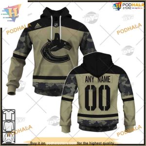 Custom Camo Military Jersey NHL Vancouver Canucks Hoodie 3D