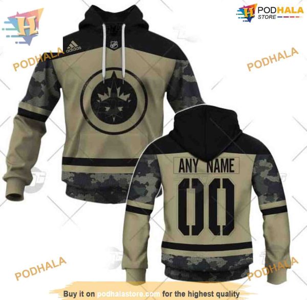 Custom Camo Military Jersey NHL Winnipeg Jets Hoodie 3D Shirt