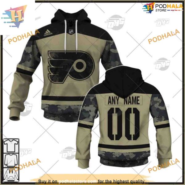 Custom Camo Military Team Jersey NHL Philadelphia Flyers Hoodie 3D