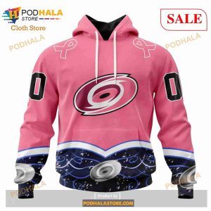 Custom Carolina Hurricanes Unisex For Hockey Fights Cancer Sweatshirt NHL Hoodie 3D