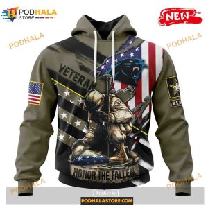 Custom Carolina Panthers Honor Veterans Kneeling Soldier Design Shirt NFL Hoodie 3D