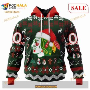 Custom Chicago BlackHawks Christmas Sweatshirt NHL Hoodie 3D For Women Men