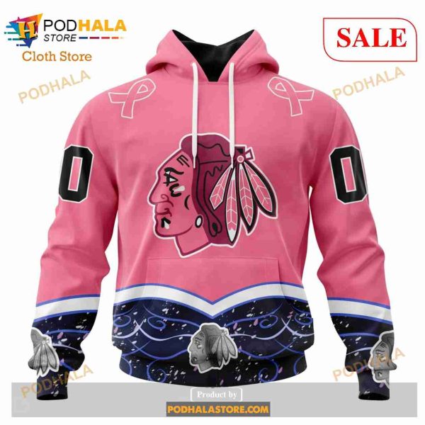 Custom Chicago BlackHawks Fights Cancer Sweatshirt NHL Hoodie 3D