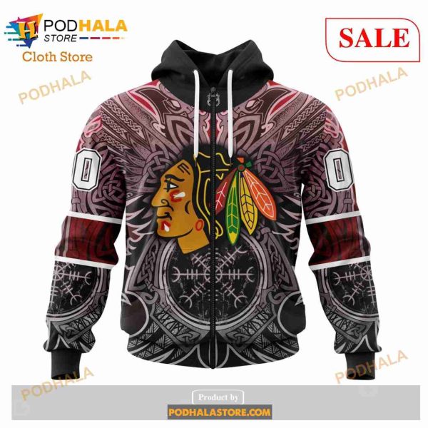 Custom Chicago Blackhawks Norse Viking Symbols Sweatshirt NHL Hoodie 3D