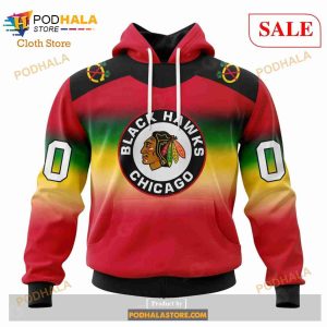 Custom Chicago Blackhawks Retro Gradient Design Sweatshirt NHL Hoodie 3D