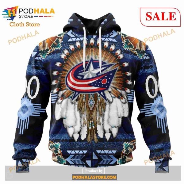 Custom Columbus Blue Jackets Native Costume Sweatshirt NHL Hoodie 3D