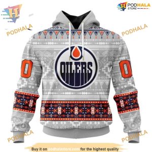 Custom Customized Native Design NHL Edmonton Oilers Hoodie 3D