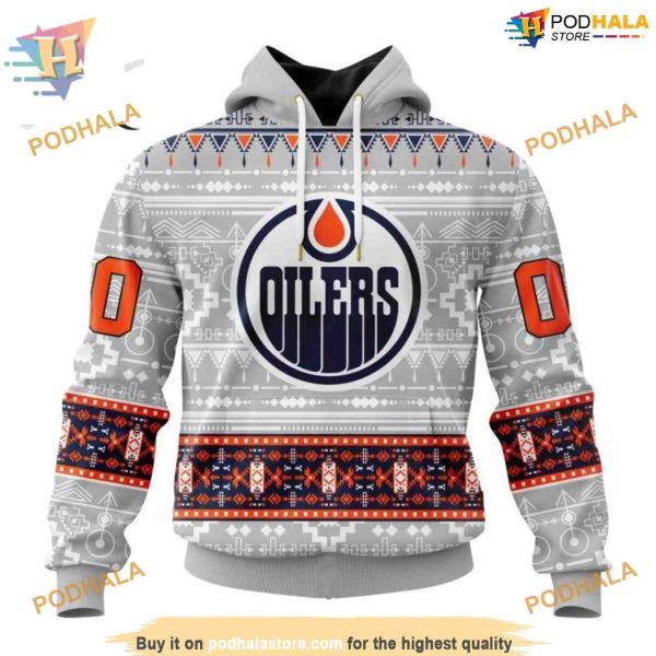 Custom Customized Native Design NHL Edmonton Oilers Hoodie 3D