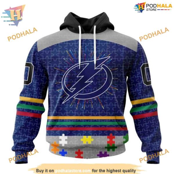 Custom Design Autism Concept NHL Tampa Bay Lightning Hoodie 3D