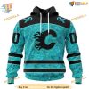 Custom Design Fight Ovarian Cancer NHL Calgary Flames Hoodie 3D