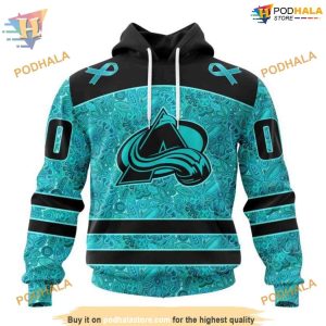 Custom Design Fight Ovarian Cancer NHL Colorado Avalanche Hoodie 3D Sweatshirt