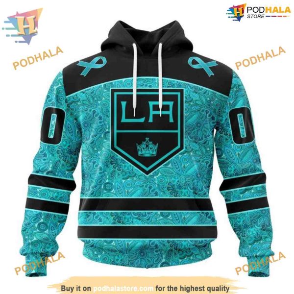 Custom Design Fight Ovarian Cancer NHL Los Angeles Kings Hoodie 3D